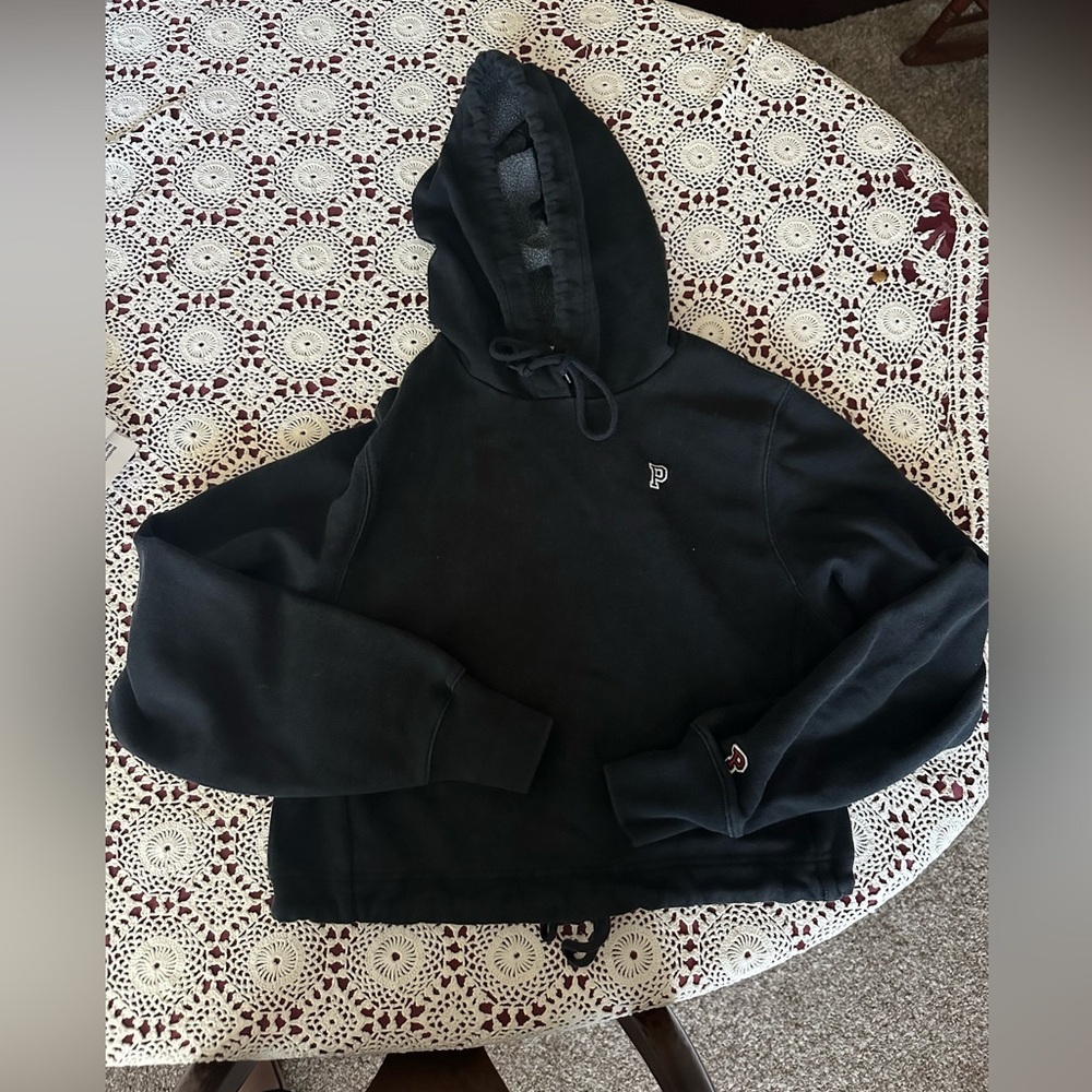 Victorias Secret PINK Cropped Drawstring Black Hoodie